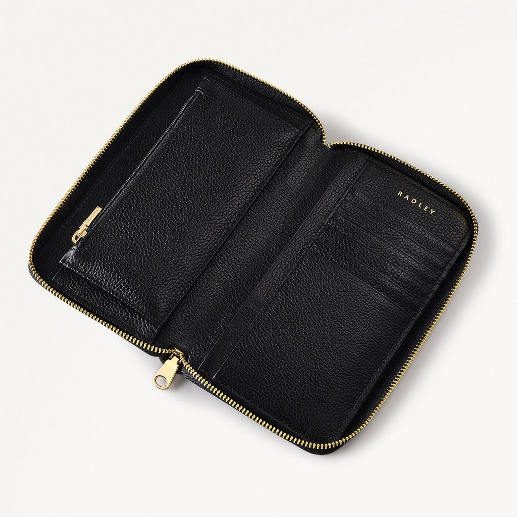 Albany Mews Leather Medium Zip Around Wallet in Black - 111158