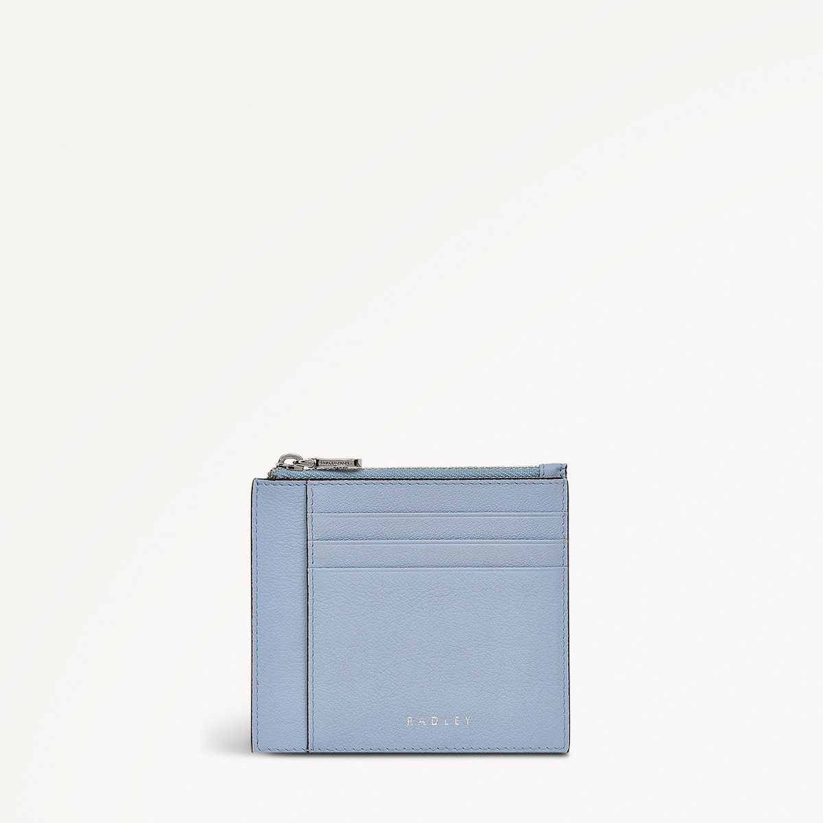 Lynton Close Leather Small Ziptop Card Holder in Smoke Blue - 111165