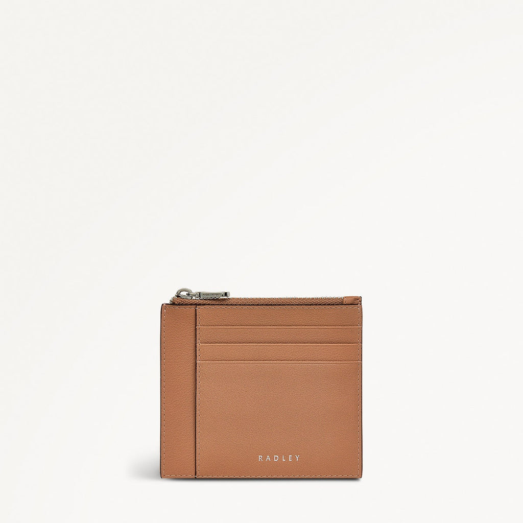 Lynton Close Leather Small Ziptop Card Holder in Chai - 111166