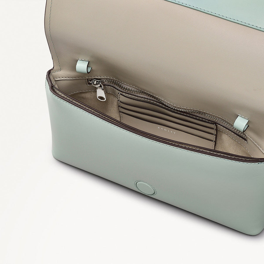 Lexington Lane Leather Small Flapover Crossbody Bag in Deco Green - 111185