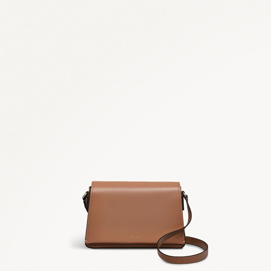 Lexington Lane Leather Medium Flapover Crossbody Bag in Chai - 111187