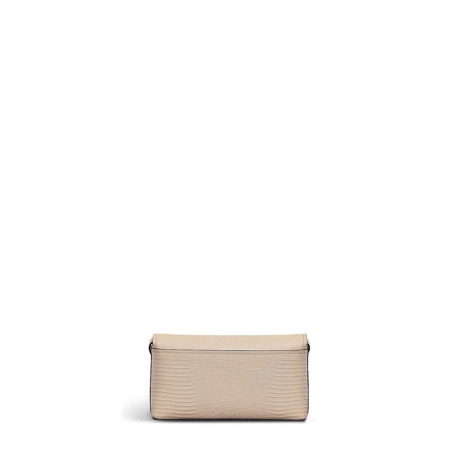 Lexington Lane Leather Small Flapover Crossbody Bag in Oat Milk - 111197