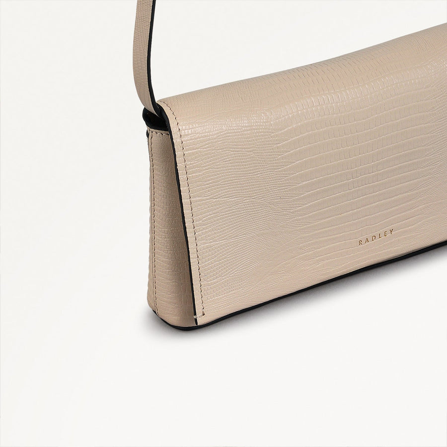 Lexington Lane Leather Small Flapover Crossbody Bag in Oat Milk - 111197