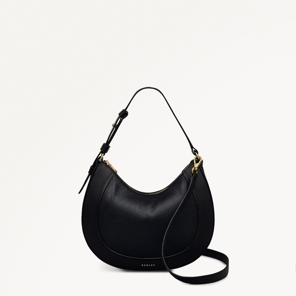 Merchant Hall Leather Small Ziptop Grab Bag in Black - 111198