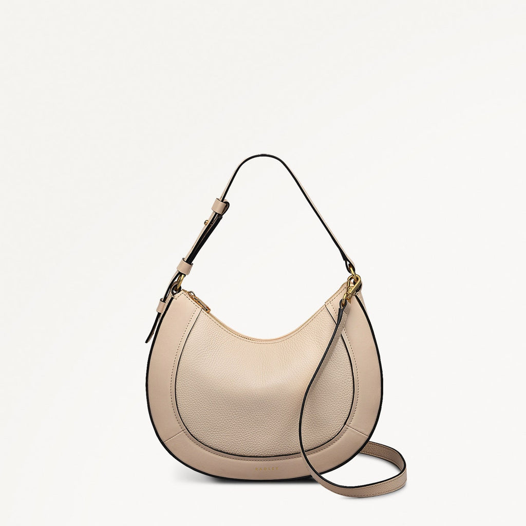Merchant Hall Leather Small Ziptop Grab Bag in Oat Milk - 111199