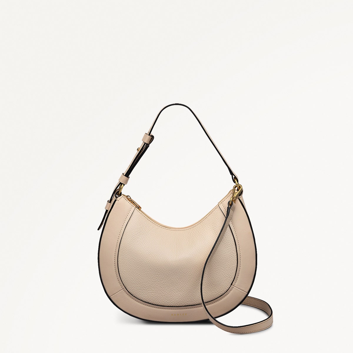 Merchant Hall Leather Small Ziptop Grab Bag in Oat Milk - 111199