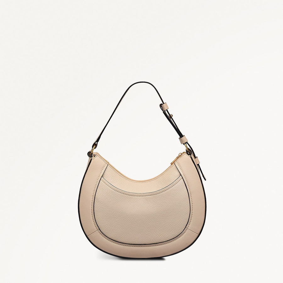 Merchant Hall Leather Small Ziptop Grab Bag in Oat Milk - 111199