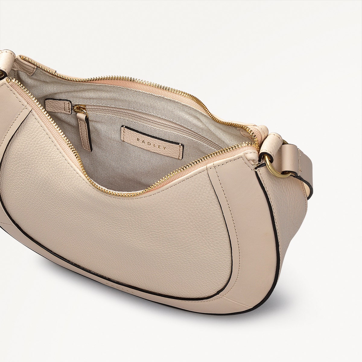 Merchant Hall Leather Small Ziptop Grab Bag in Oat Milk - 111199