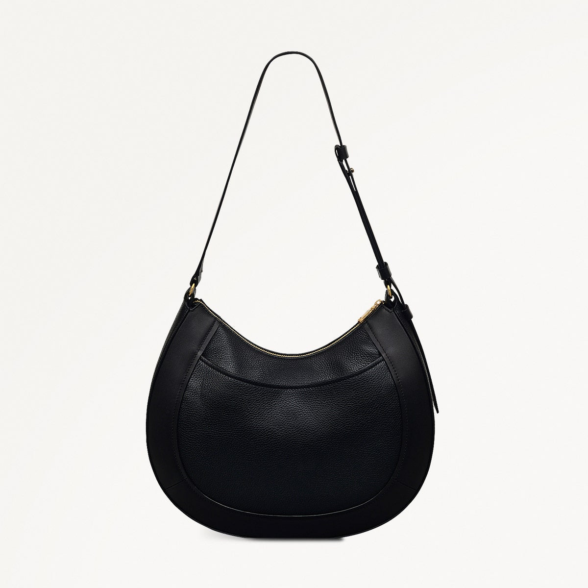 Merchant Hall Leather Large Ziptop Shoulder Bag in Black - 111200