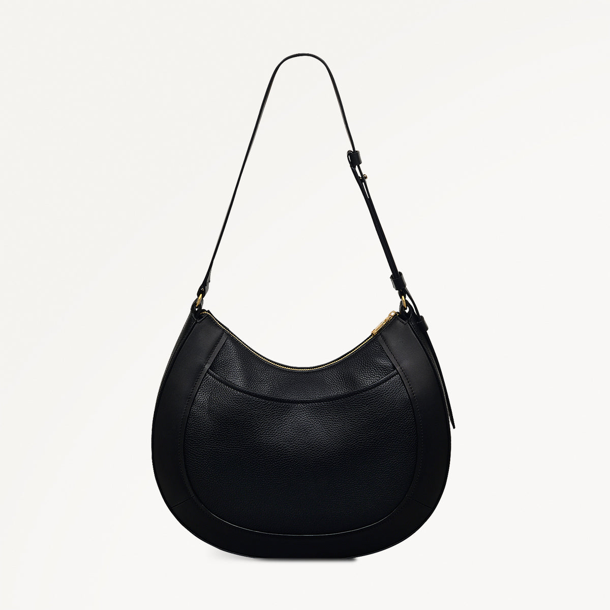 Merchant Hall Leather Large Ziptop Shoulder Bag in Black - 111200