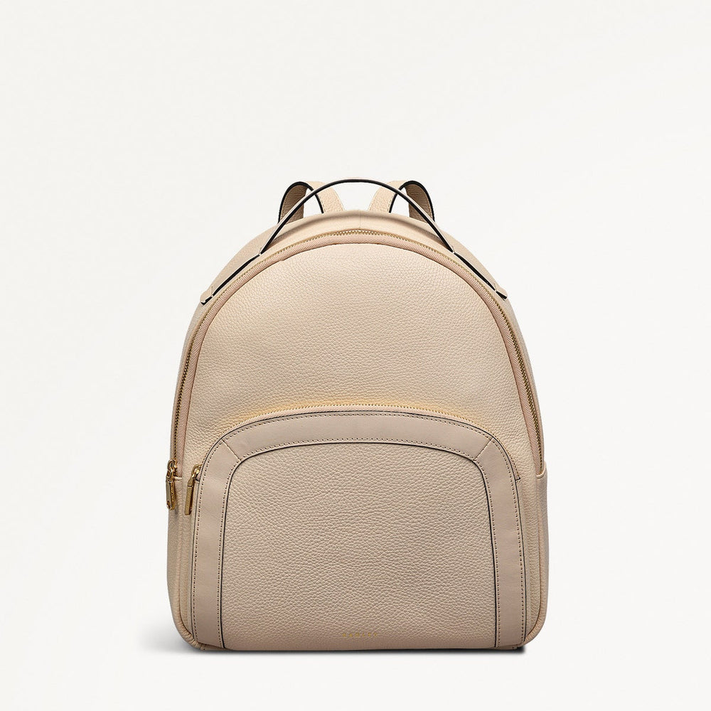 Merchant Hall Leather Medium Zip Around Backpack in Oat Milk - 111203