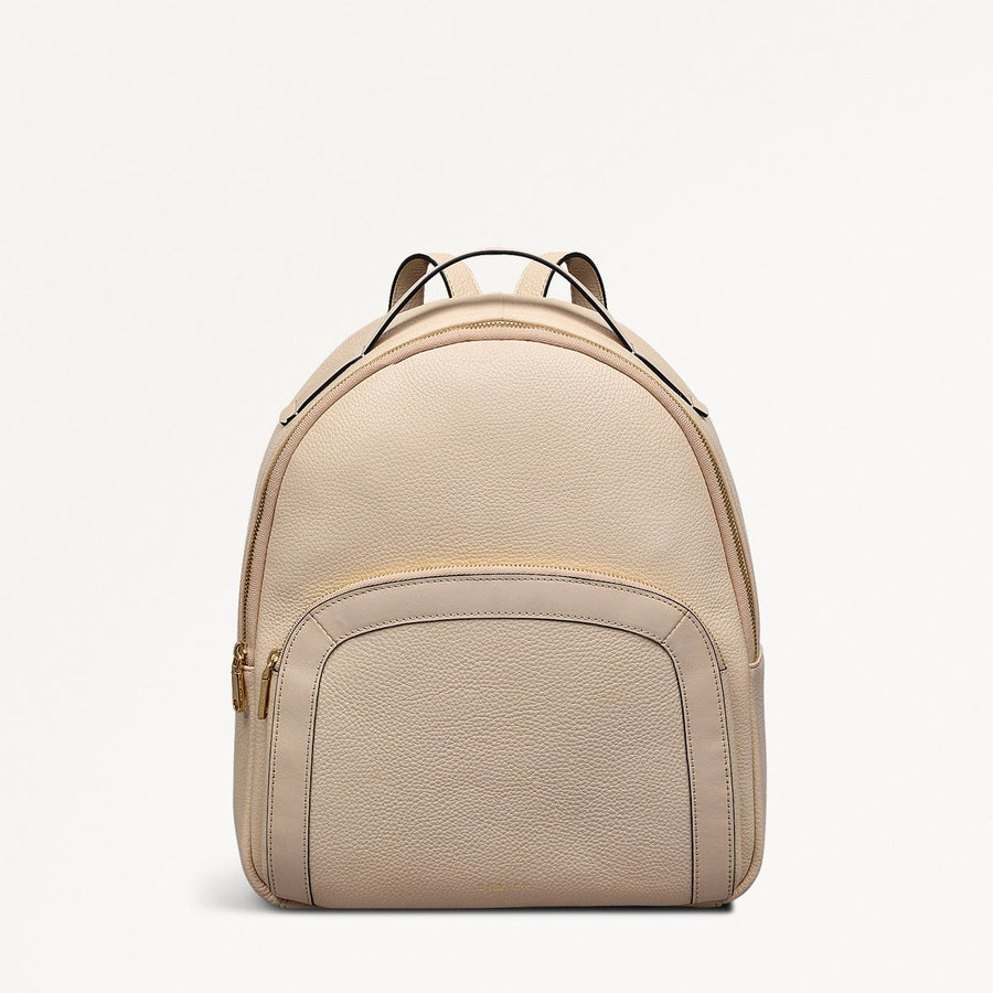 Merchant Hall Leather Medium Zip Around Backpack in Oat Milk - 111203
