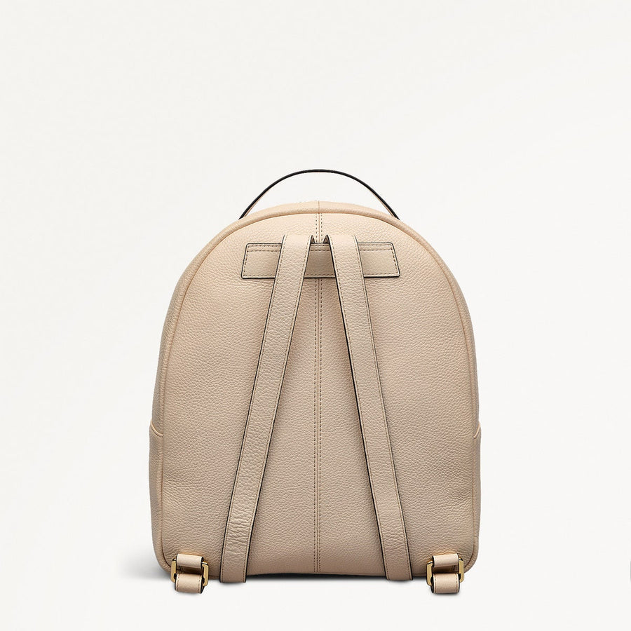 Merchant Hall Leather Medium Zip Around Backpack in Oat Milk - 111203
