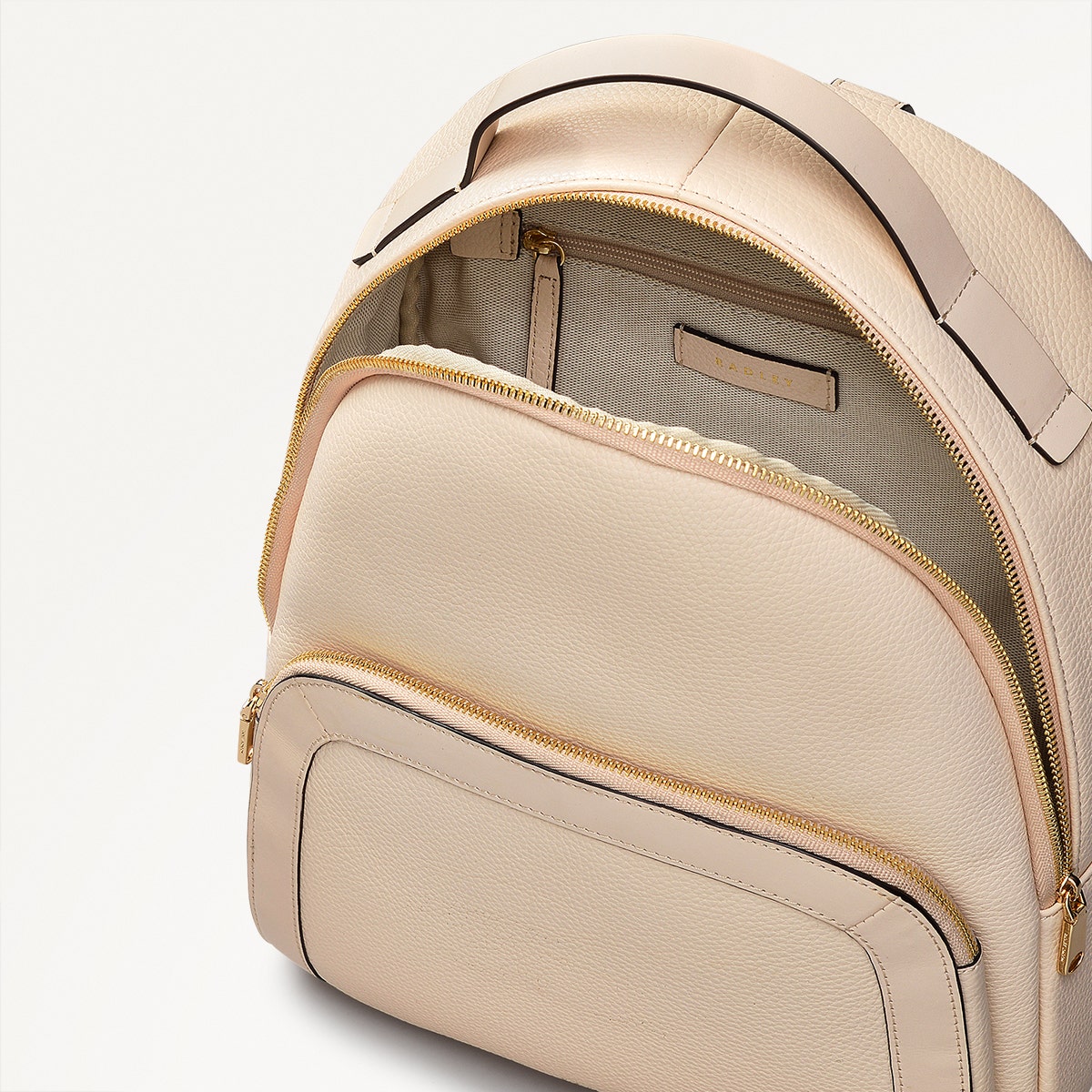 Merchant Hall Leather Medium Zip Around Backpack in Oat Milk - 111203
