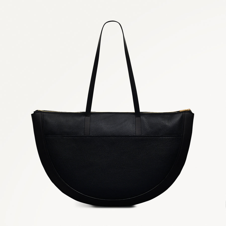 Merchant Hall Leather Large Ziptop Shoulder Bag in Black - 111205