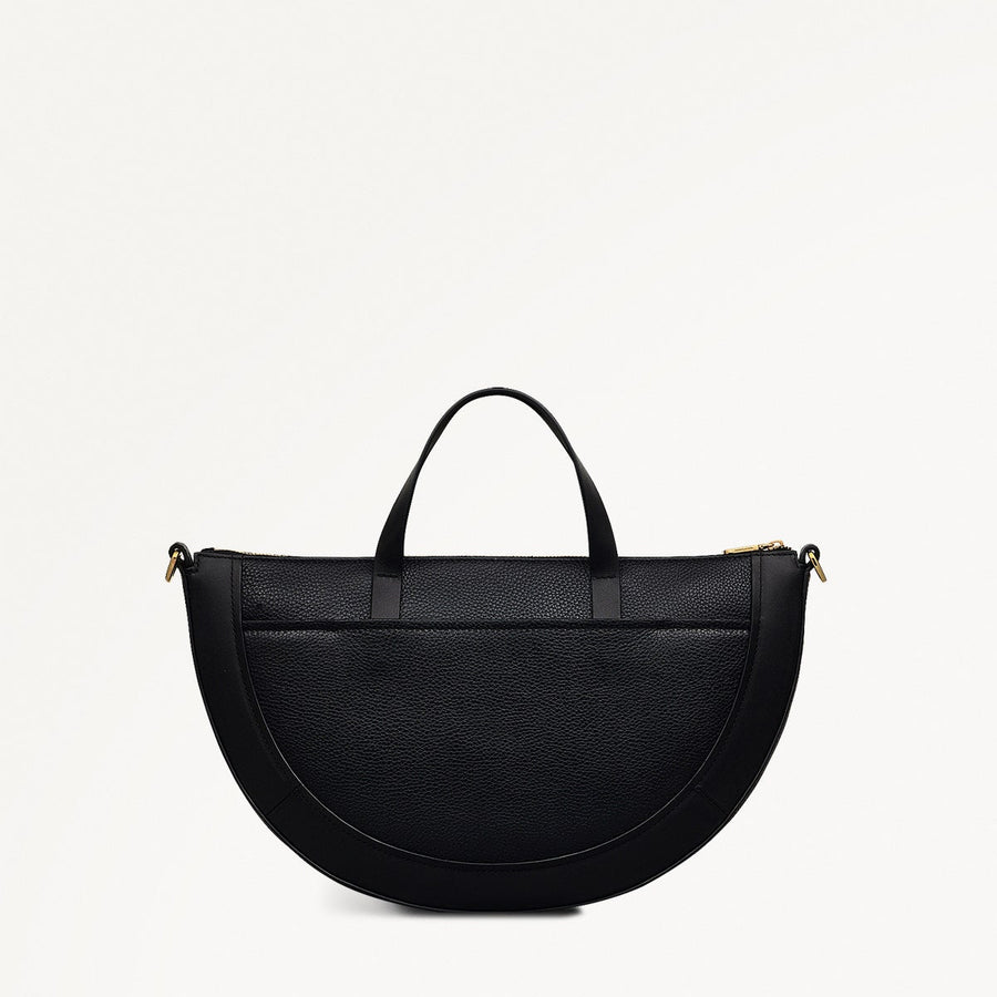 Merchant Hall Leather Medium Ziptop Grab Bag in Black - 111207