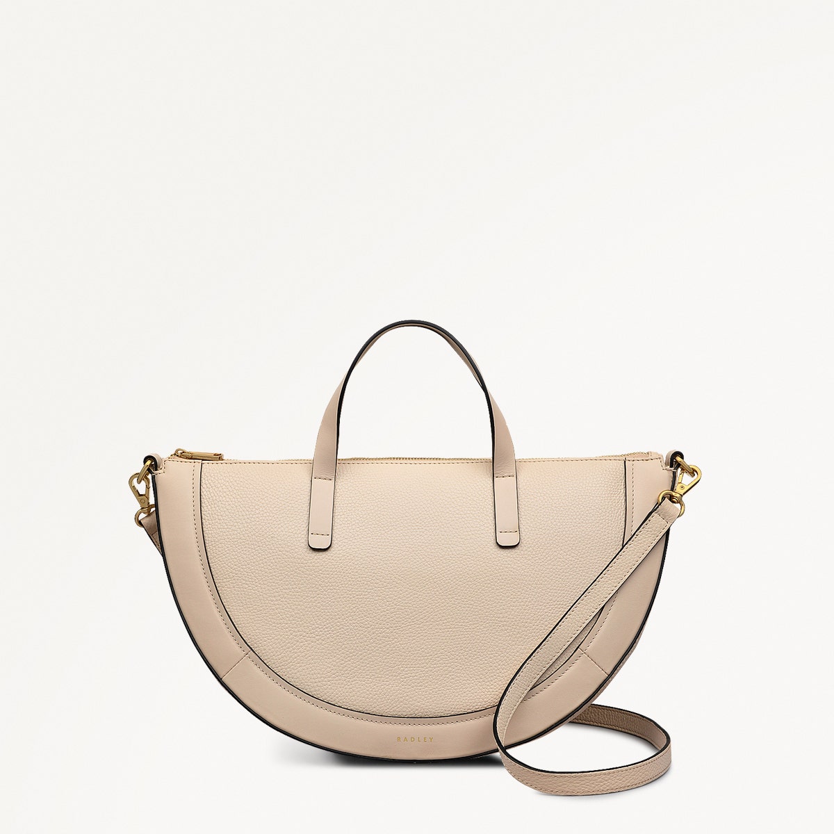 Merchant Hall Leather Medium Ziptop Grab Bag in Oat Milk - 111208