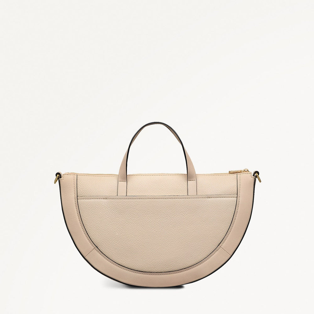 Merchant Hall Leather Medium Ziptop Grab Bag in Oat Milk - 111208