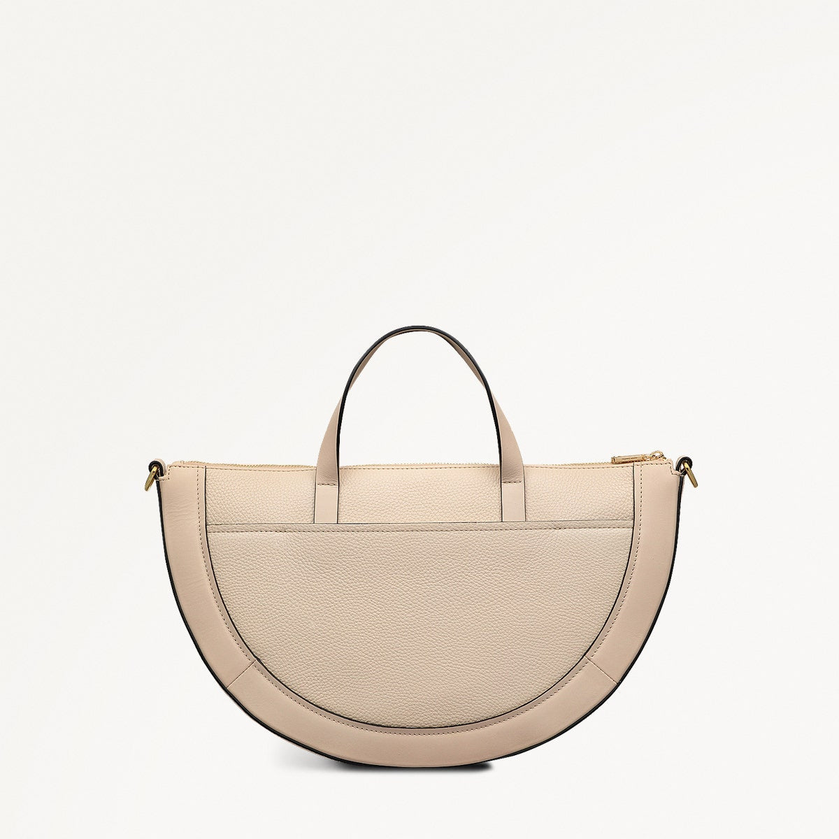 Merchant Hall Leather Medium Ziptop Grab Bag in Oat Milk - 111208