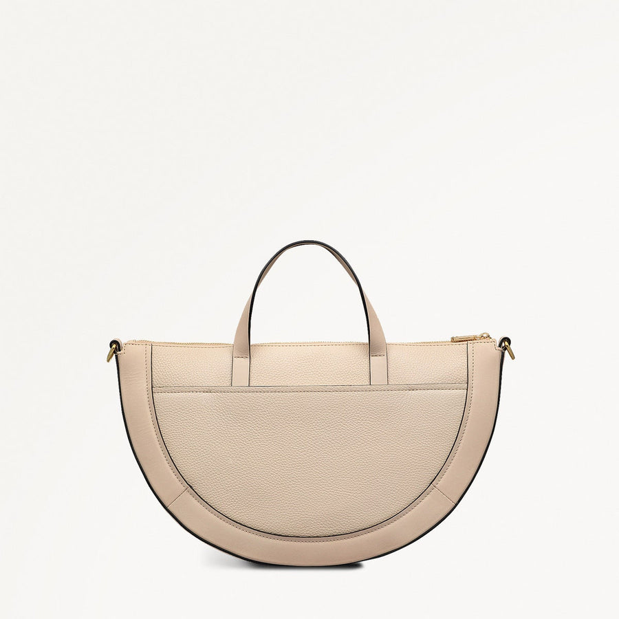 Merchant Hall Leather Medium Ziptop Grab Bag in Oat Milk - 111208