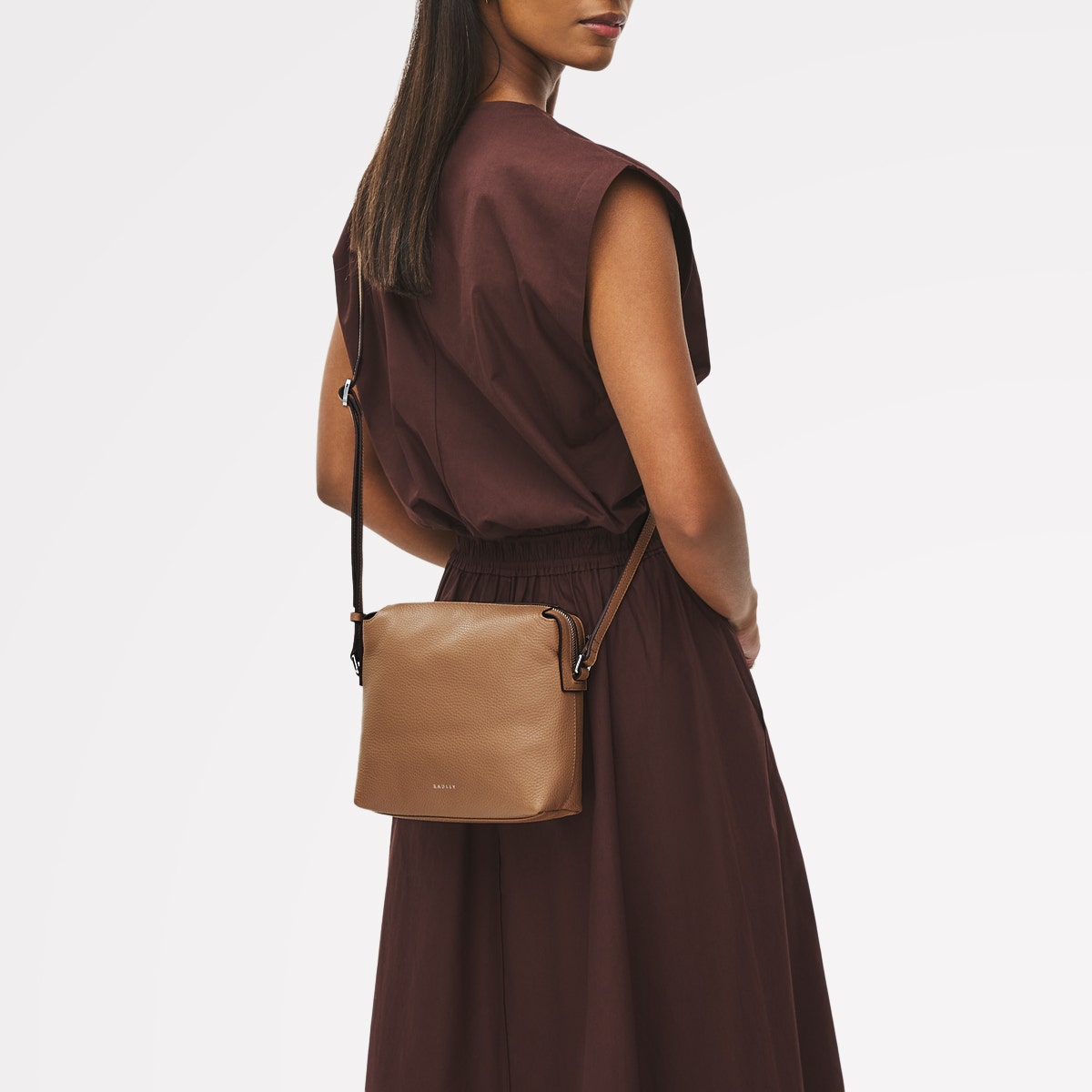 Eastcastle Street Leather Mini Ziptop Crossbody Bag in Chai - 111212