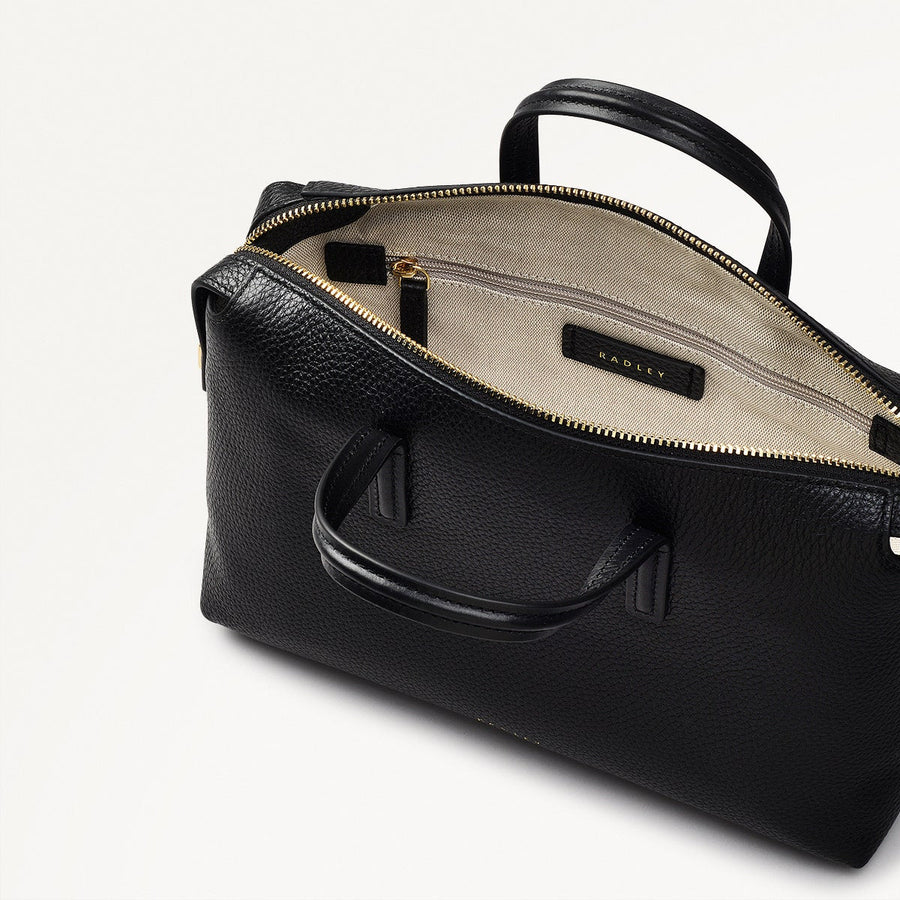 Eastcastle Street Leather Small Ziptop Grab Bag in Black - 111213