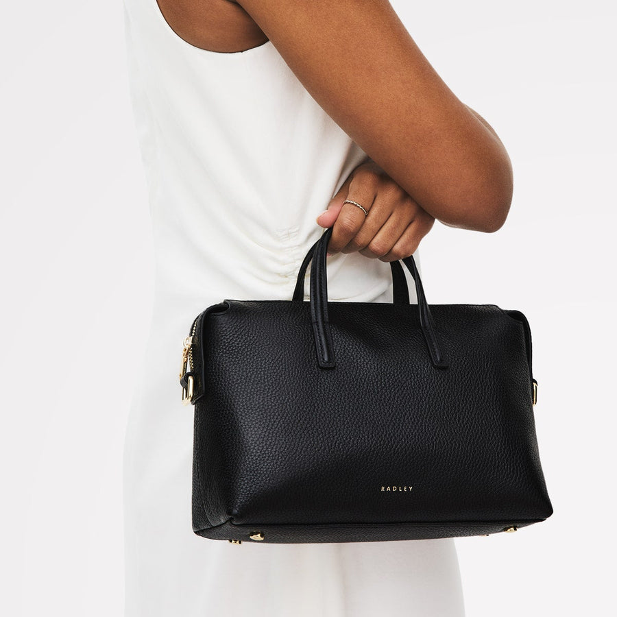 Eastcastle Street Leather Small Ziptop Grab Bag in Black - 111213