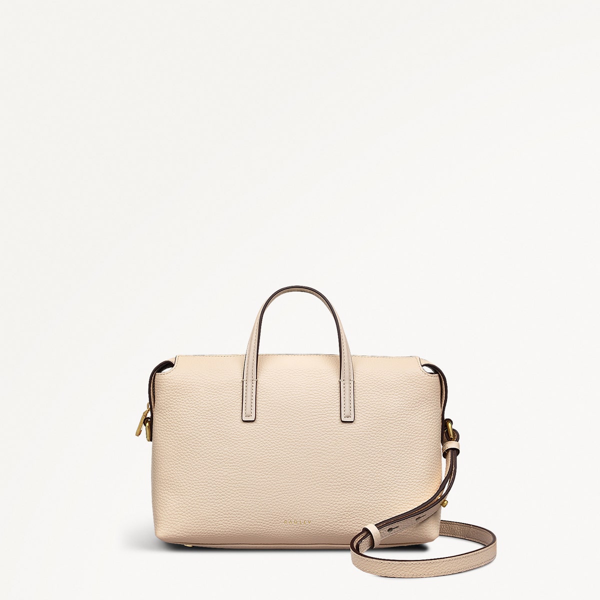 Eastcastle Street Leather Small Ziptop Grab Bag in Oat Milk - 111215