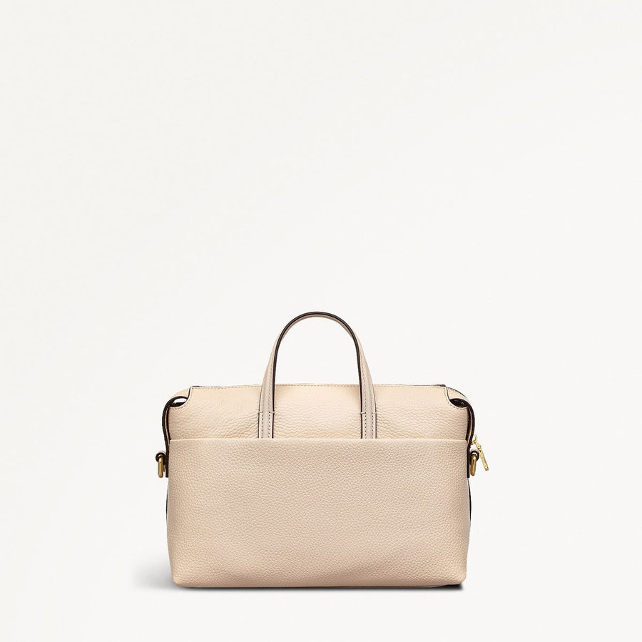 Eastcastle Street Leather Small Ziptop Grab Bag in Oat Milk - 111215