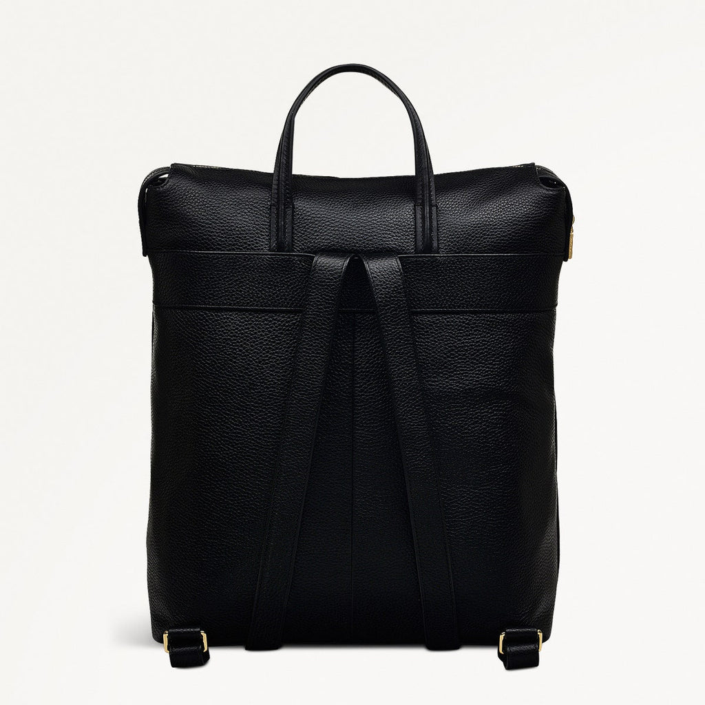 Eastcastle Street Leather Large Ziptop Backpack in Black - 111218