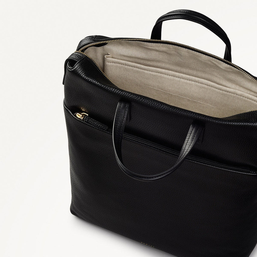Eastcastle Street Leather Large Ziptop Backpack in Black - 111218