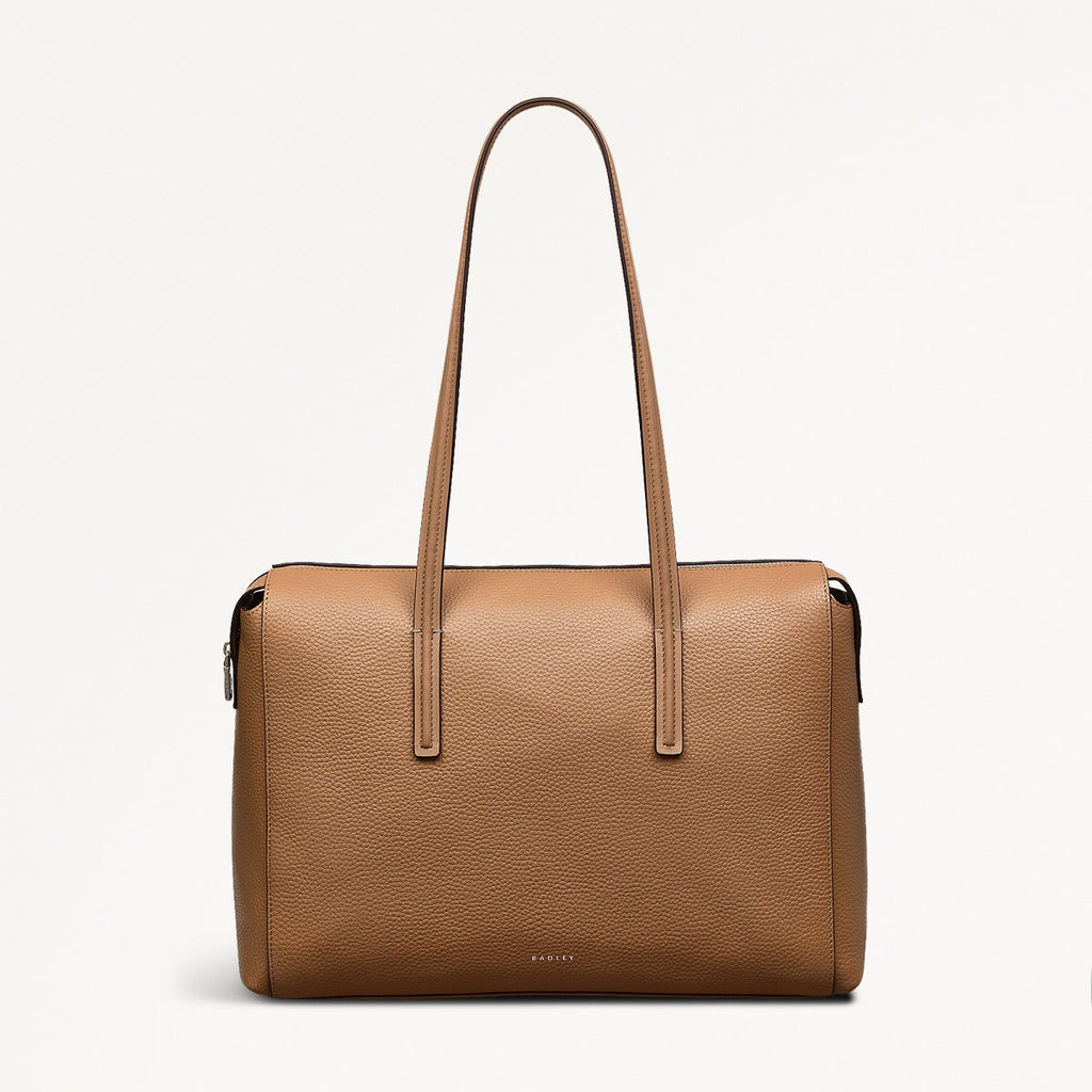 Eastcastle Street Leather Medium Ziptop Shoulder Bag in Chai - 111221
