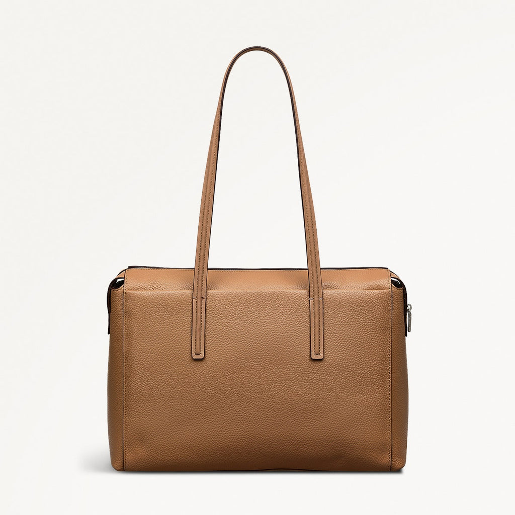 Eastcastle Street Leather Medium Ziptop Shoulder Bag in Chai - 111221
