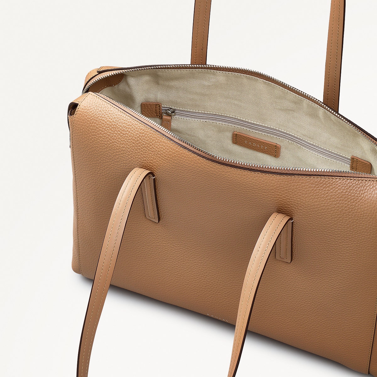 Eastcastle Street Leather Medium Ziptop Shoulder Bag in Chai - 111221