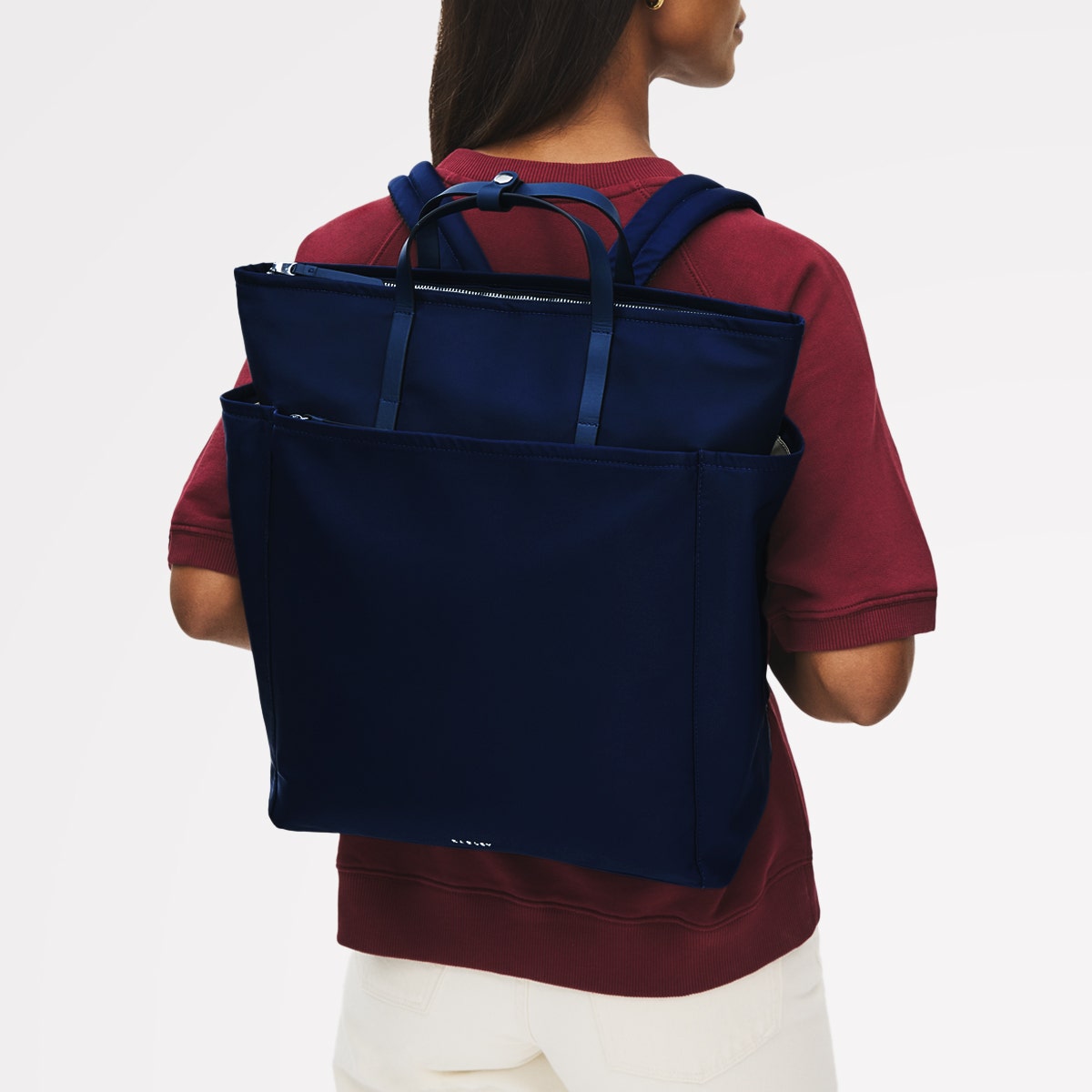 Park Crescent Fabric Large Ziptop Backpack in Ink - 111223
