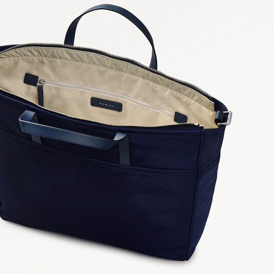 Park Crescent Fabric Large Ziptop Grab Bag in Ink - 111224