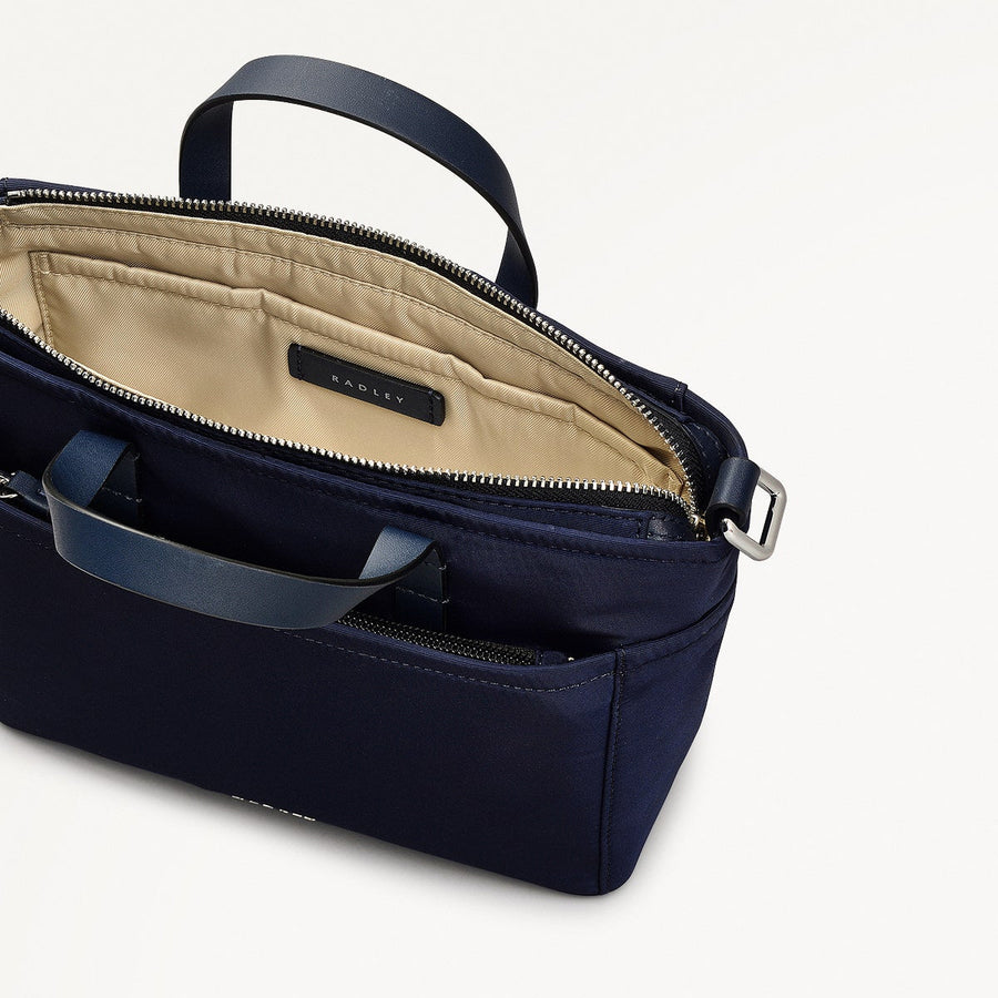 Park Crescent Fabric Small Ziptop Grab Bag in Ink - 111225