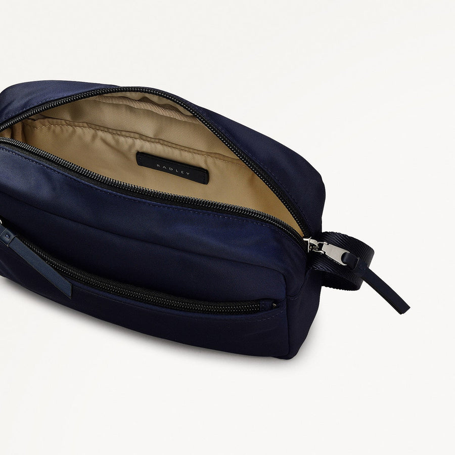 Park Crescent Fabric Small Ziptop Crossbody Bag in Ink - 111226