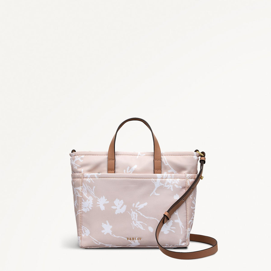 Park Crescent Blossom Fabric Small Ziptop Grab Bag in Oat Milk - 111228