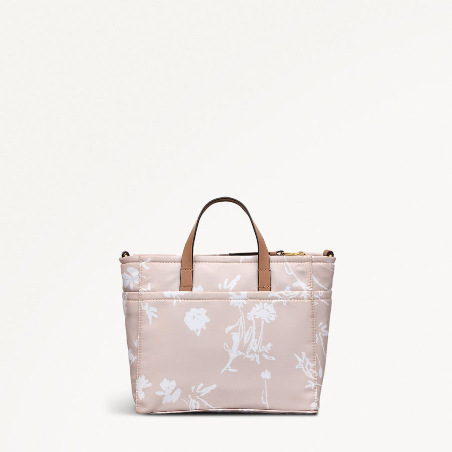 Park Crescent Blossom Fabric Small Ziptop Grab Bag in Oat Milk - 111228