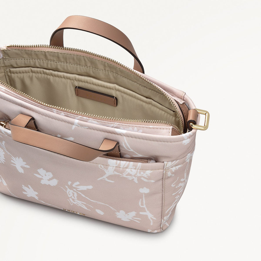 Park Crescent Blossom Fabric Small Ziptop Grab Bag in Oat Milk - 111228