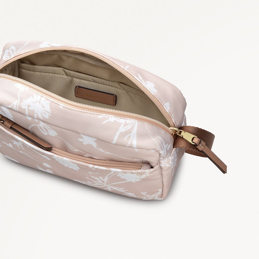 Park Crescent Blossom Fabric Small Ziptop Crossbody Bag in Oat Milk - 111229