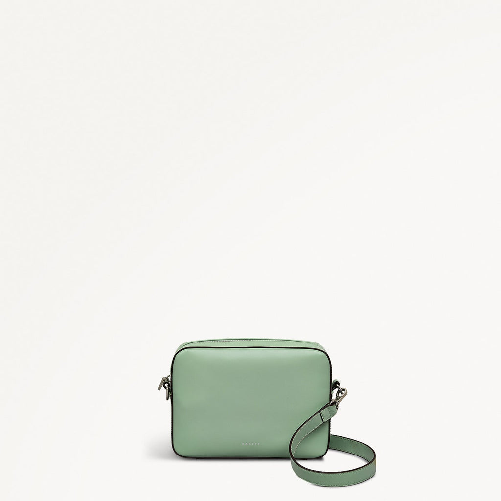 Sion Close Leather Mini Zip Around Crossbody Bag in Green Fig - 111230