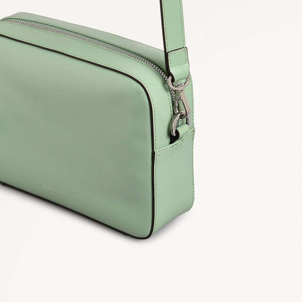 Sion Close Leather Mini Zip Around Crossbody Bag in Green Fig - 111230