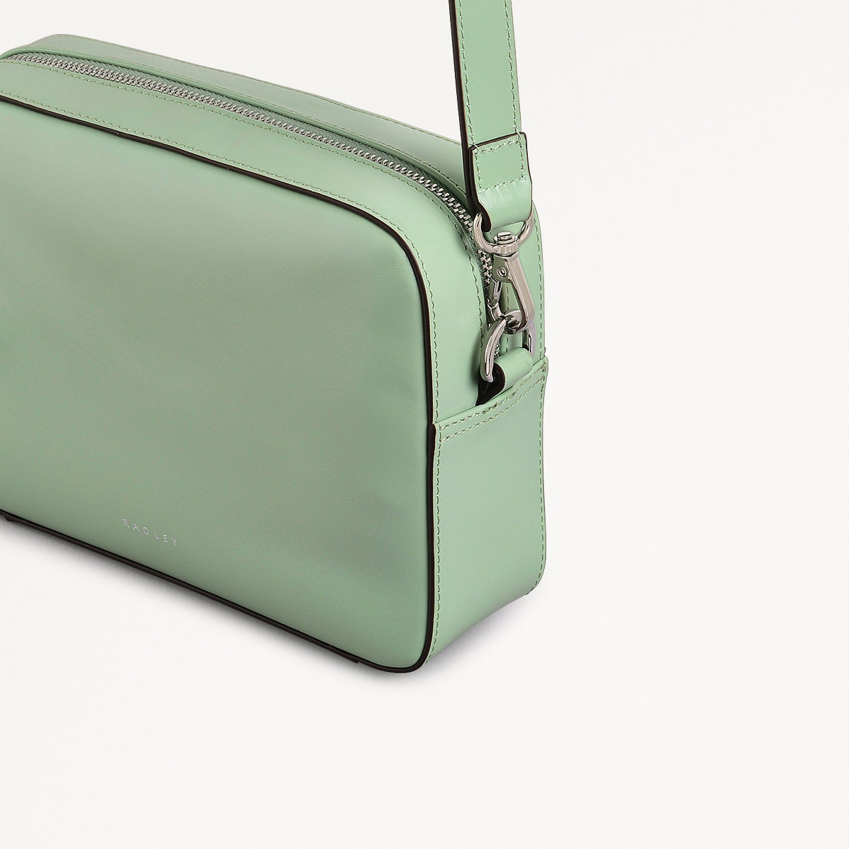 Sion Close Leather Mini Zip Around Crossbody Bag in Green Fig - 111230