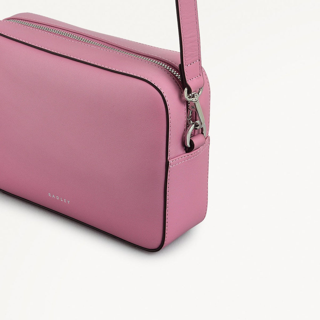 Sion Close Leather Mini Zip Around Crossbody Bag in Vintage Rose - 111231