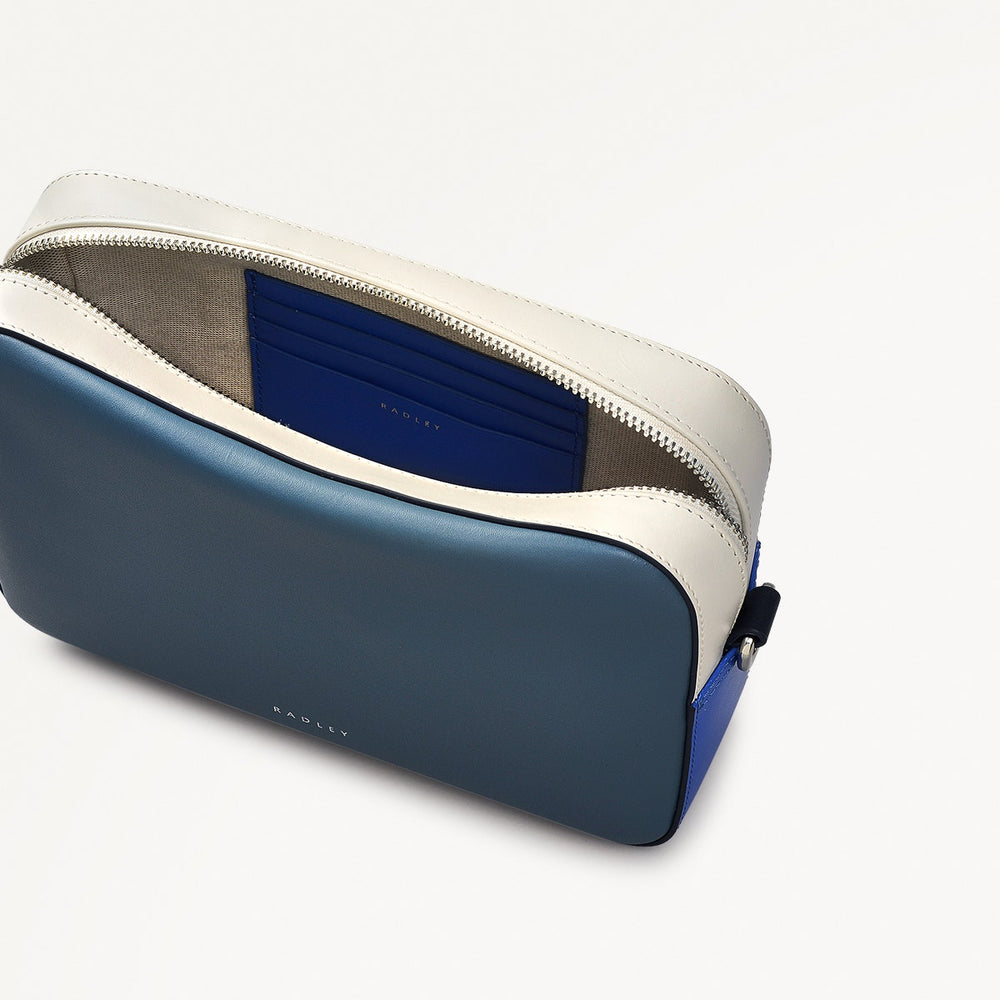 Sion Close Leather Mini Zip Around Crossbody Bag in Cadet - 111233