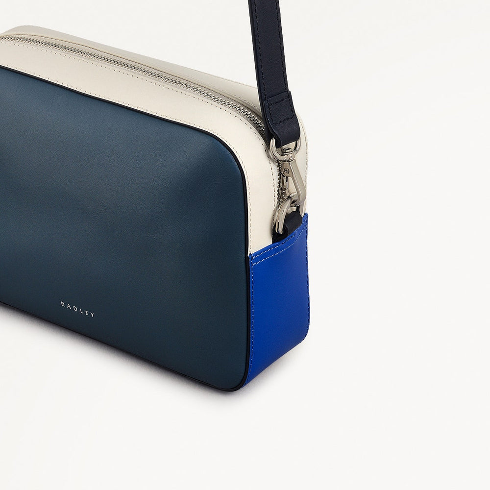 Sion Close Leather Mini Zip Around Crossbody Bag in Cadet - 111233