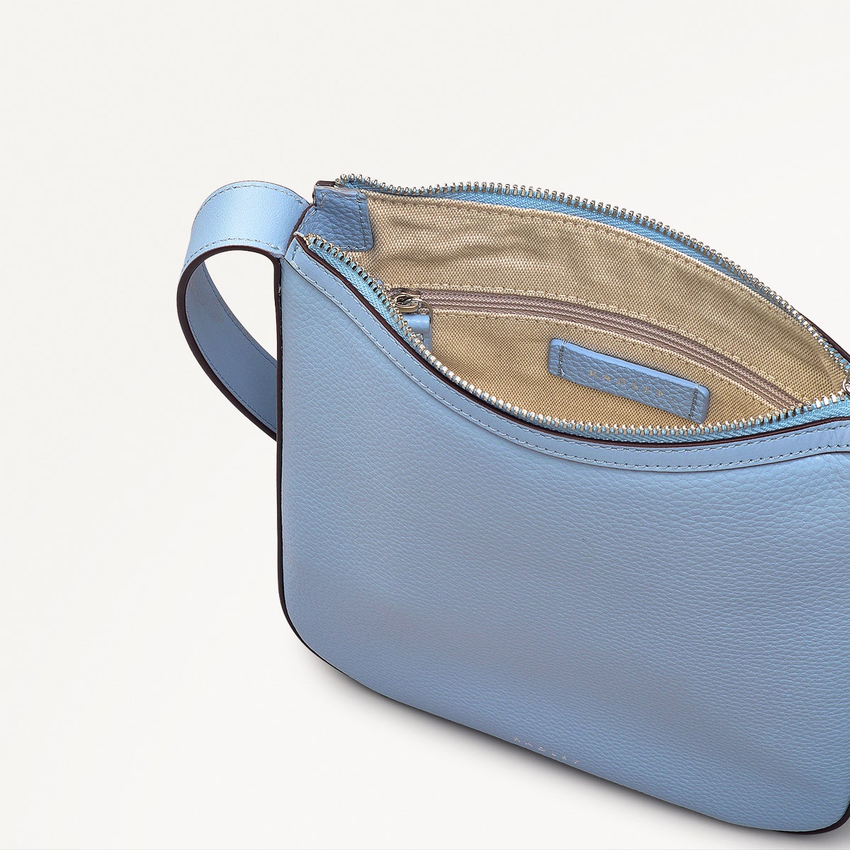 Longford Lane Leather Small Ziptop Crossbody Bag in Smoke Blue - 111241