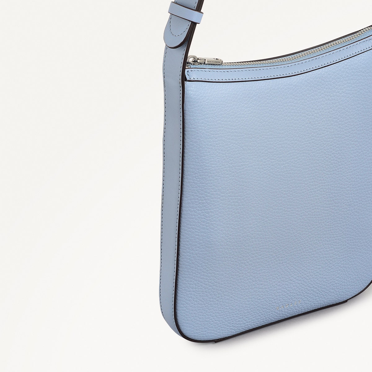 Longford Lane Leather Small Ziptop Crossbody Bag in Smoke Blue - 111241